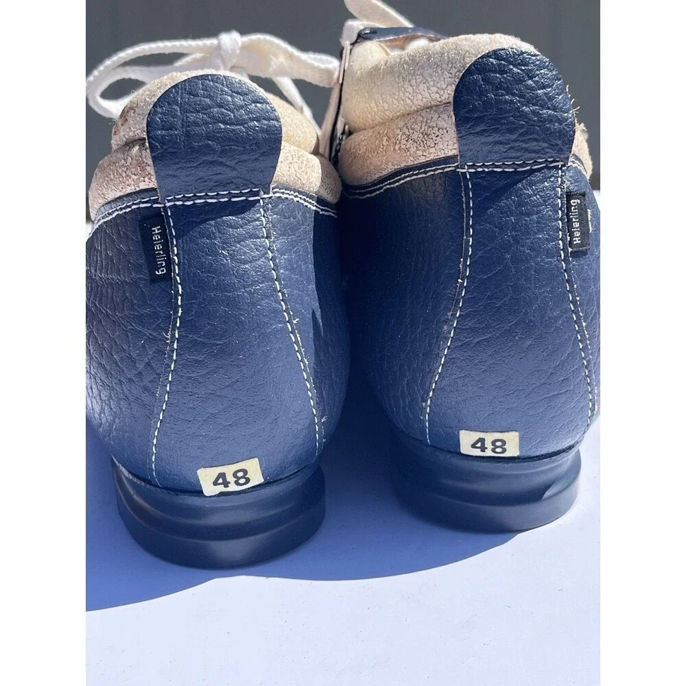 Vintage Heierling Blue Leather Cross Country Ski Boots Men Size EU 48/US 15